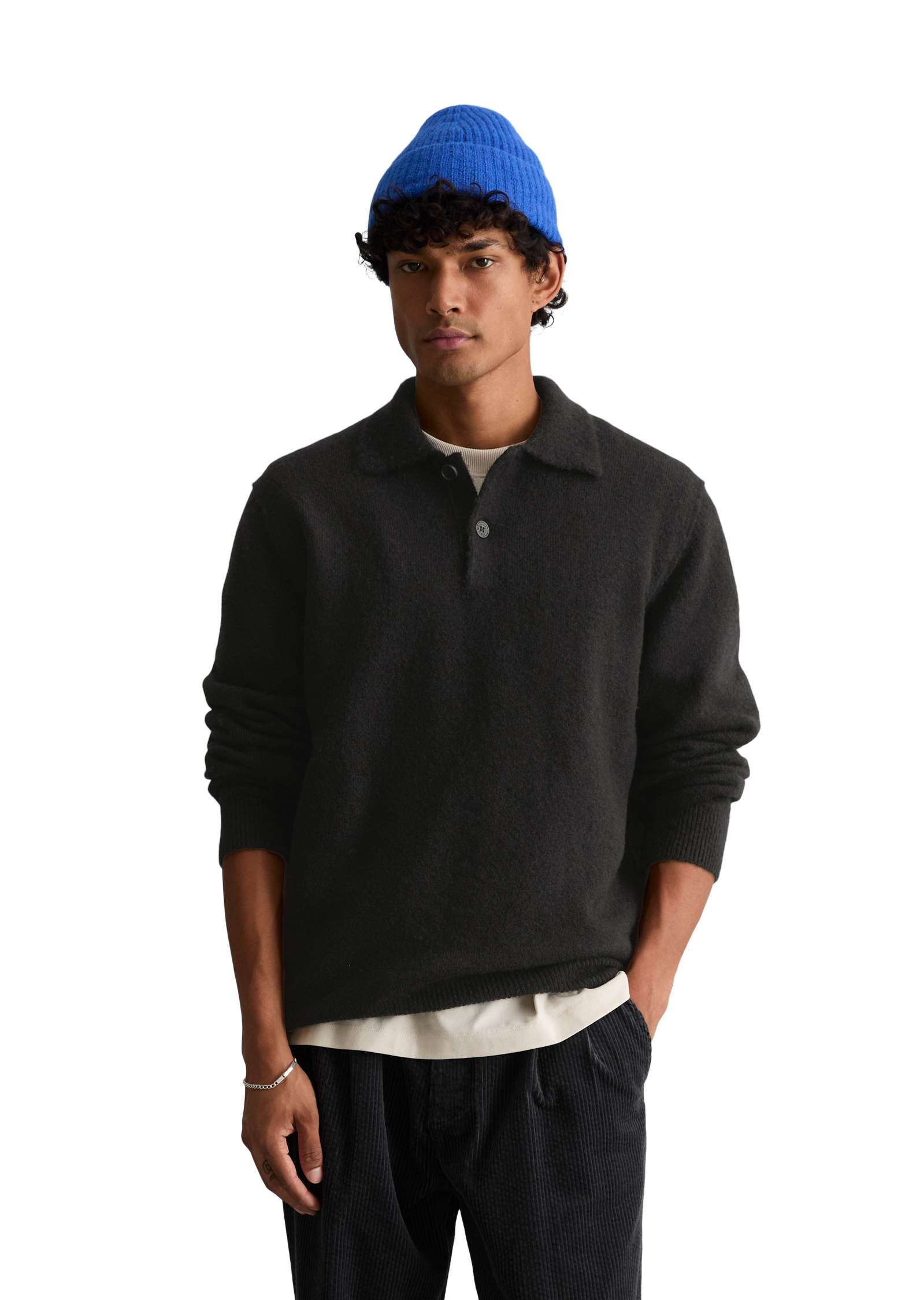 Pull style polo, coupe classique en mélange de laine vierge douce, MARC O’POLO DENIM