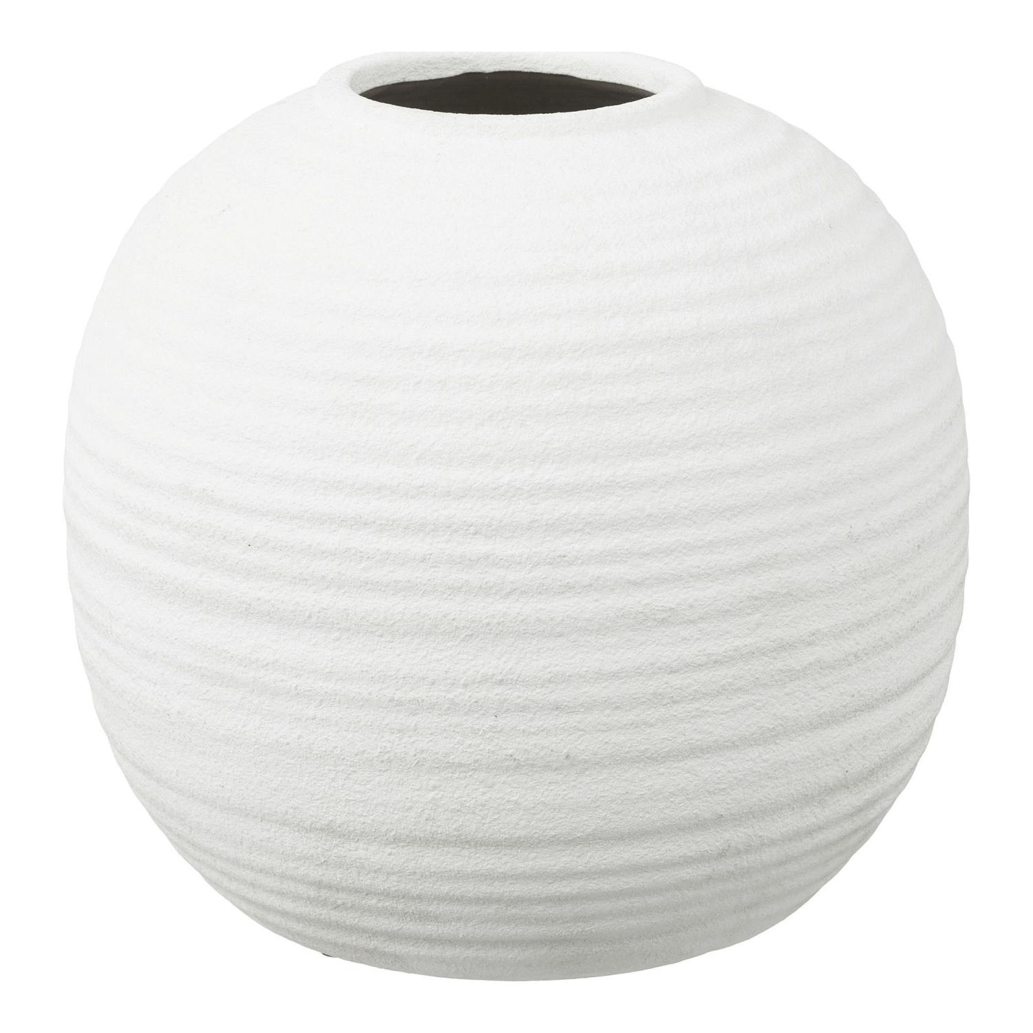 Vase rond strié en céramique blanche, PIER IMPORT