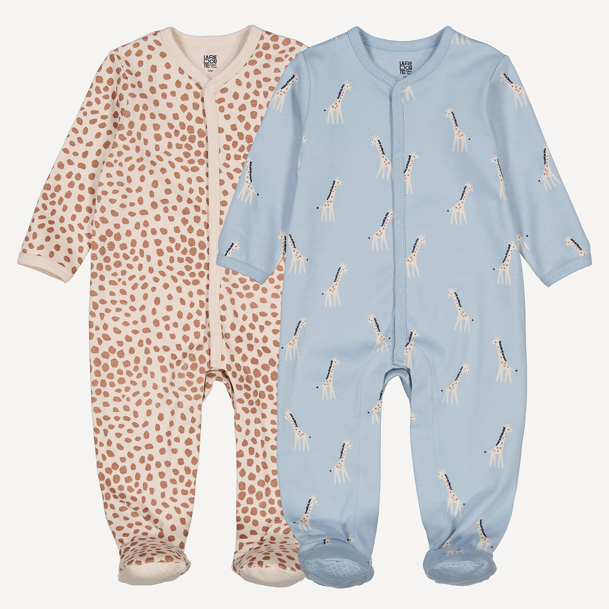 Lot de 2 pyjamas en coton, ouverture devant, motifs girafes, LA REDOUTE COLLECTIONS