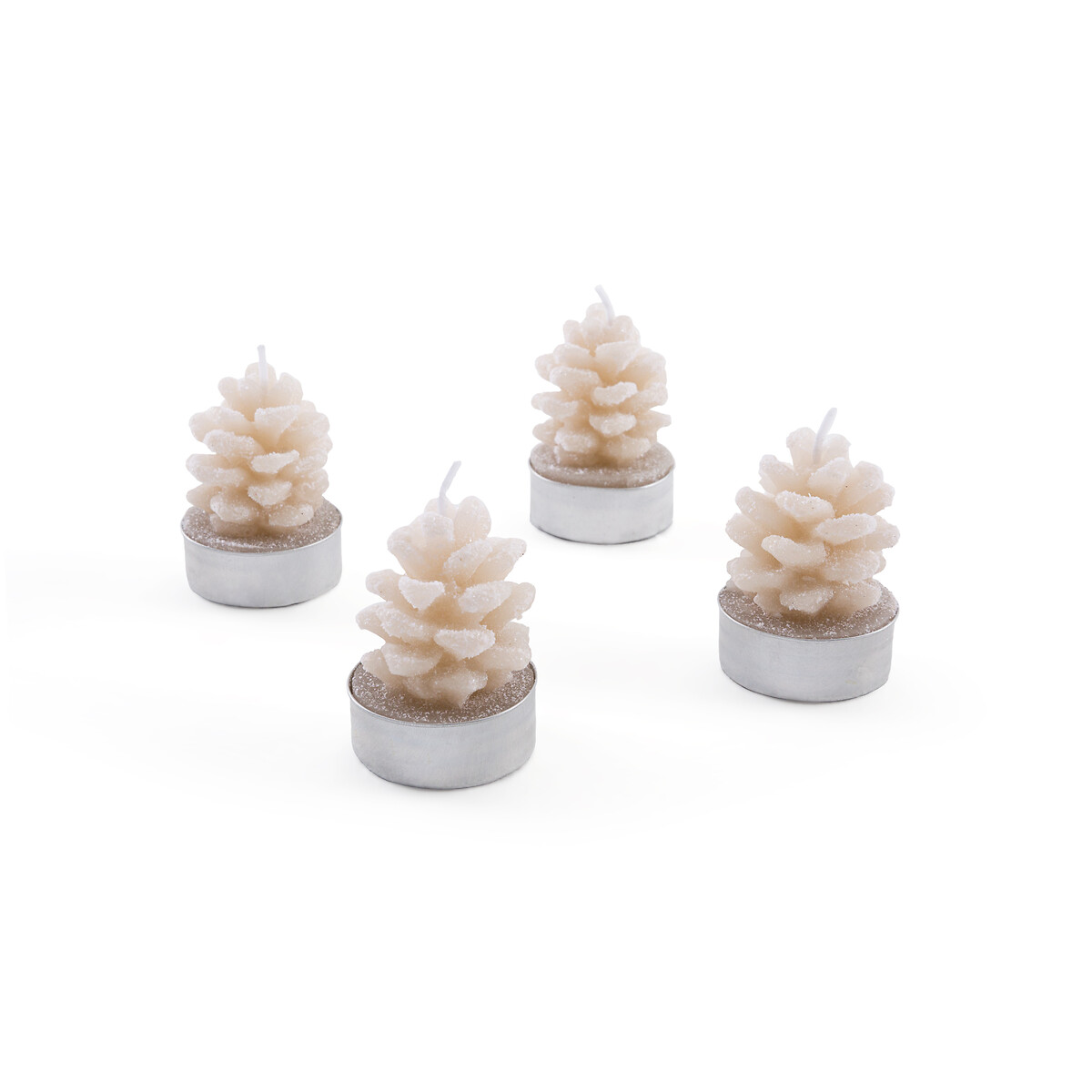 SET 4 CANDELE DI CERA DI COLORE BEIGE