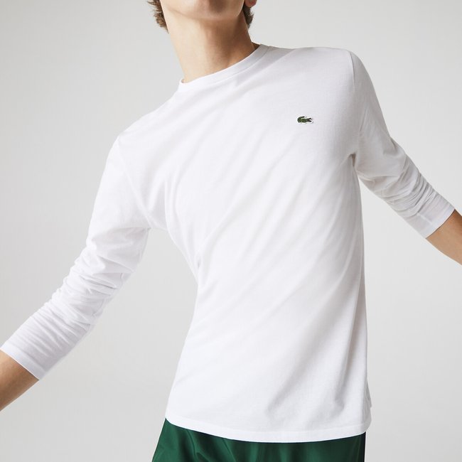 Embroidered Logo T-Shirt in Jersey Cotton with Long Sleeves - LACOSTE