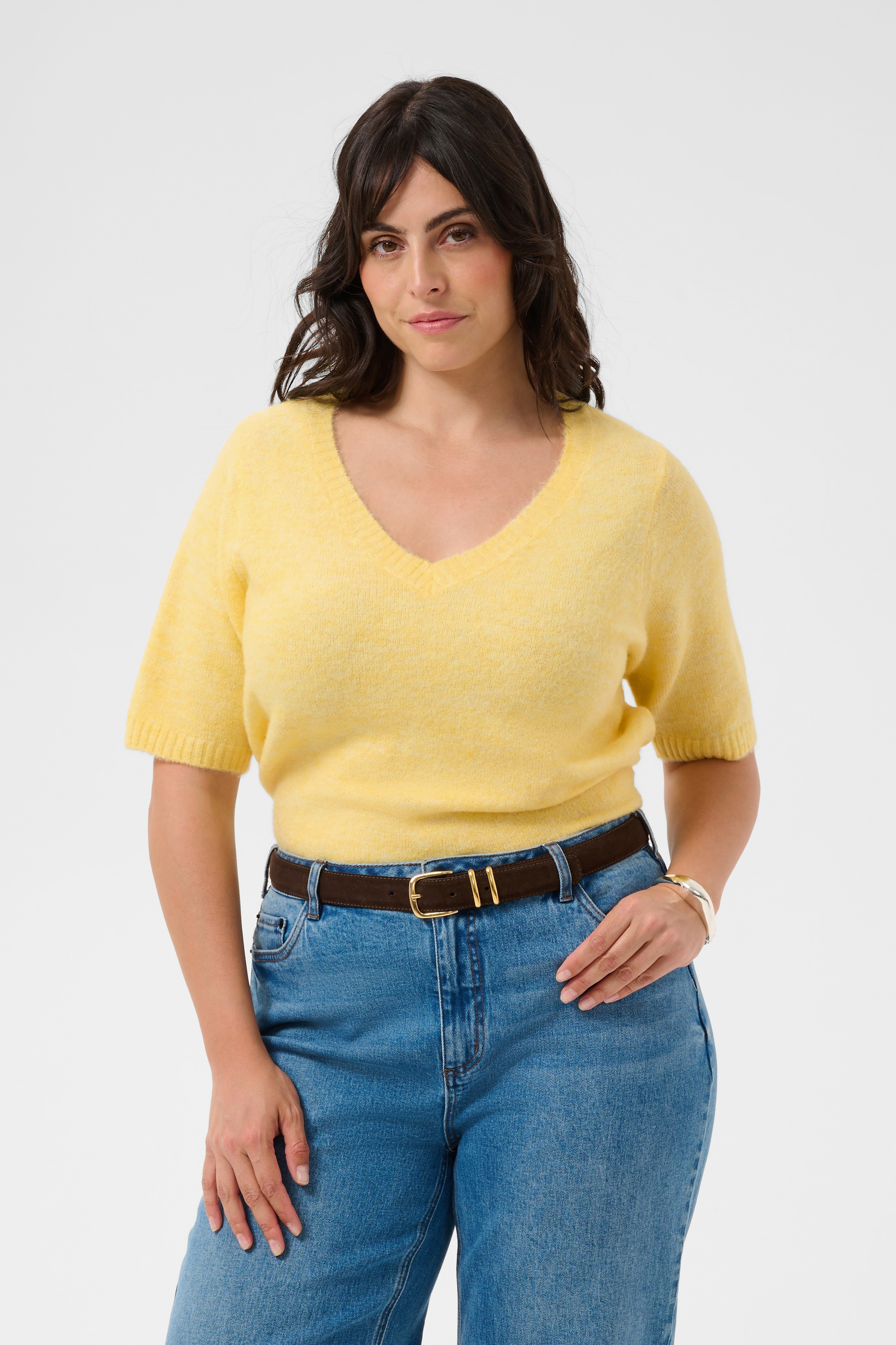 Pullover en maille manches courtes, KAFFE CURVE