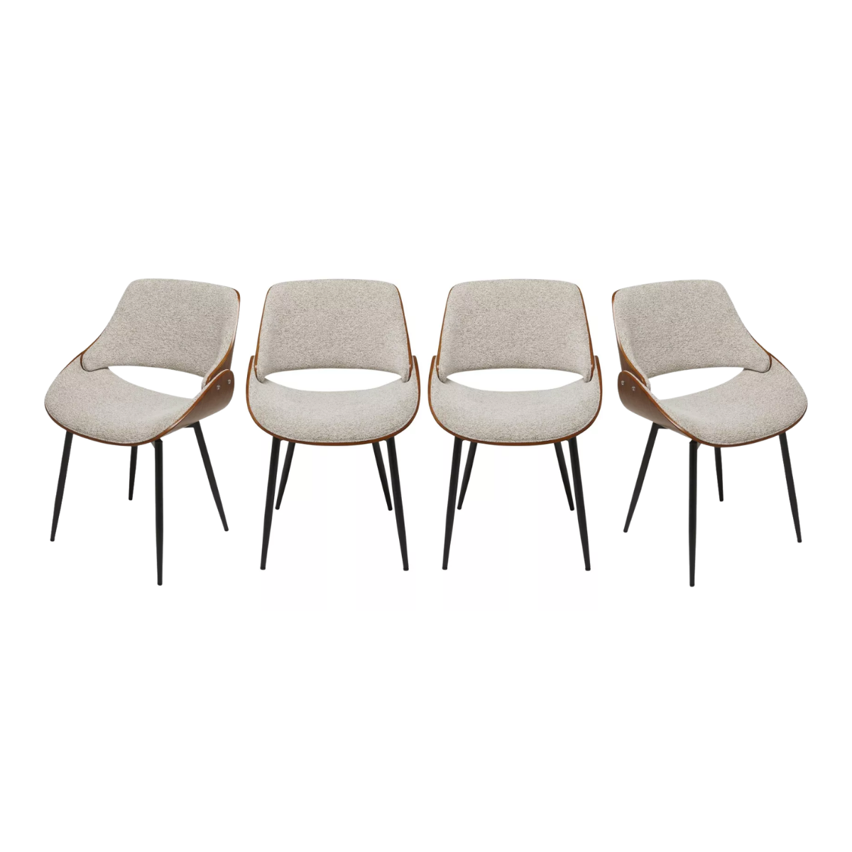 Lot de 4 chaises en noyer et tissu beige L56 cm - MANNIX, SIGNATURE
