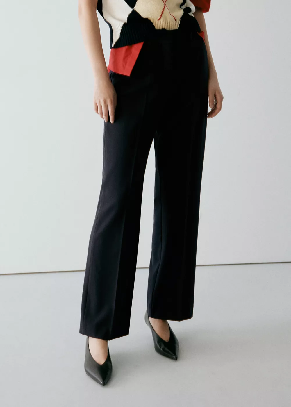 Pantalon droit taille normale, MANGO