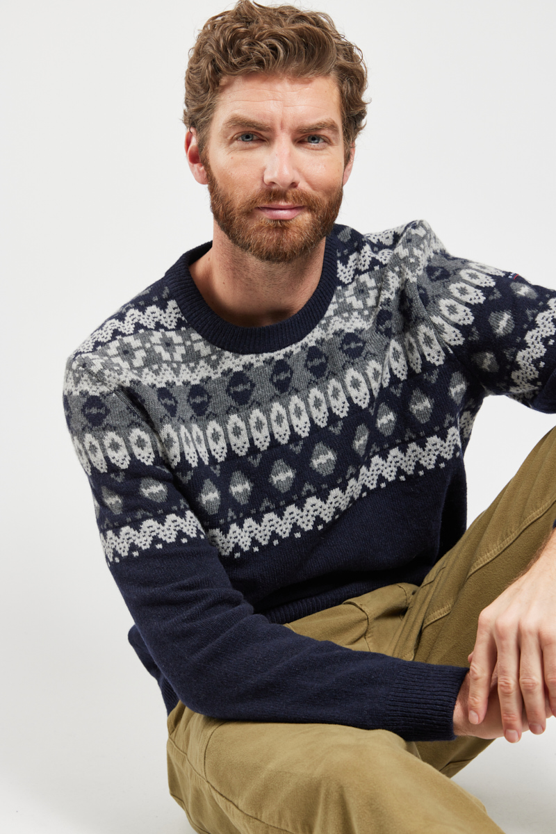 Pull jacquard en laine recyclée, ARMOR-LUX