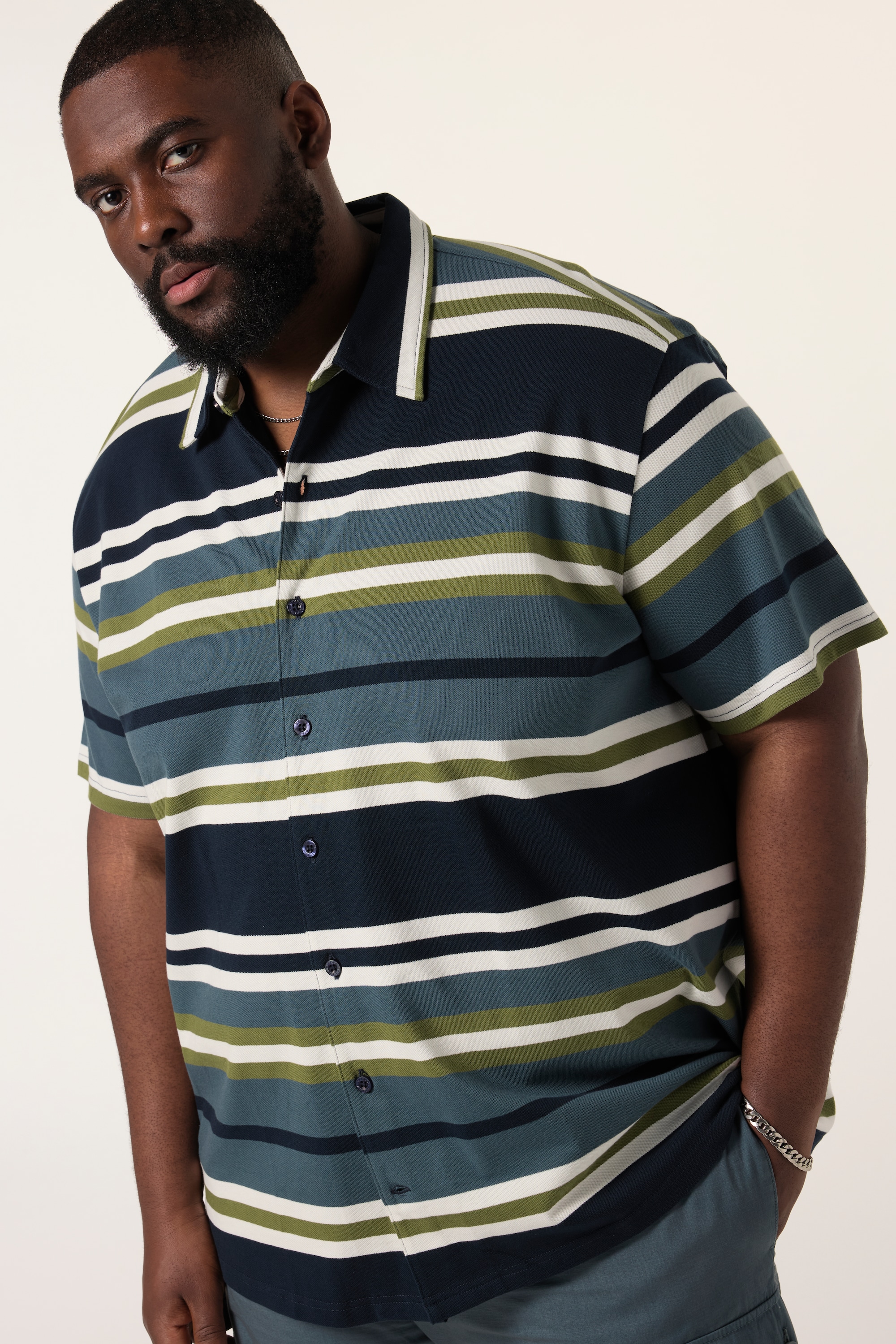 Chemise à rayures, tissu piqué, STHUGE