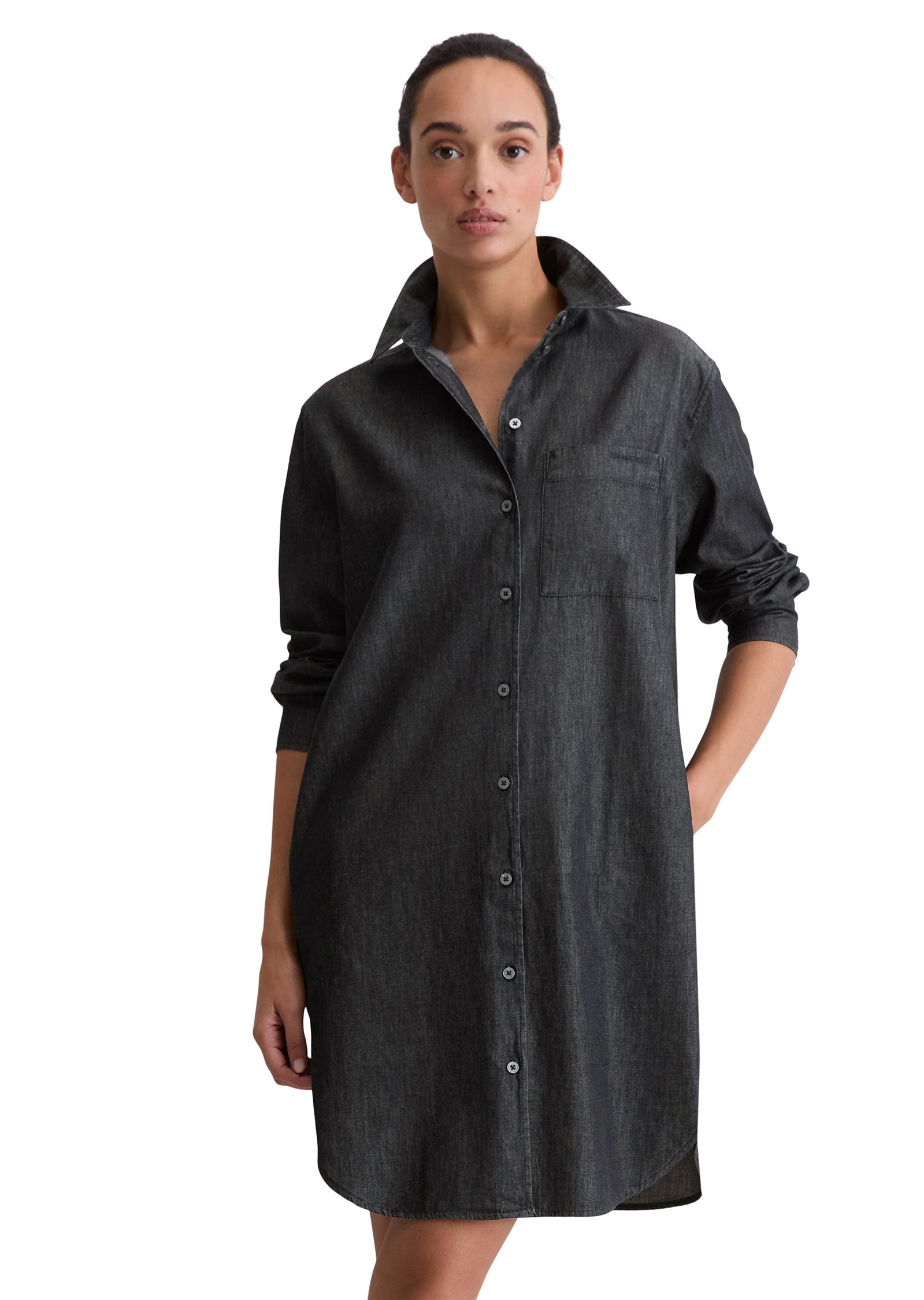 Robe chemisier regular en coton chambray, MARC O'POLO
