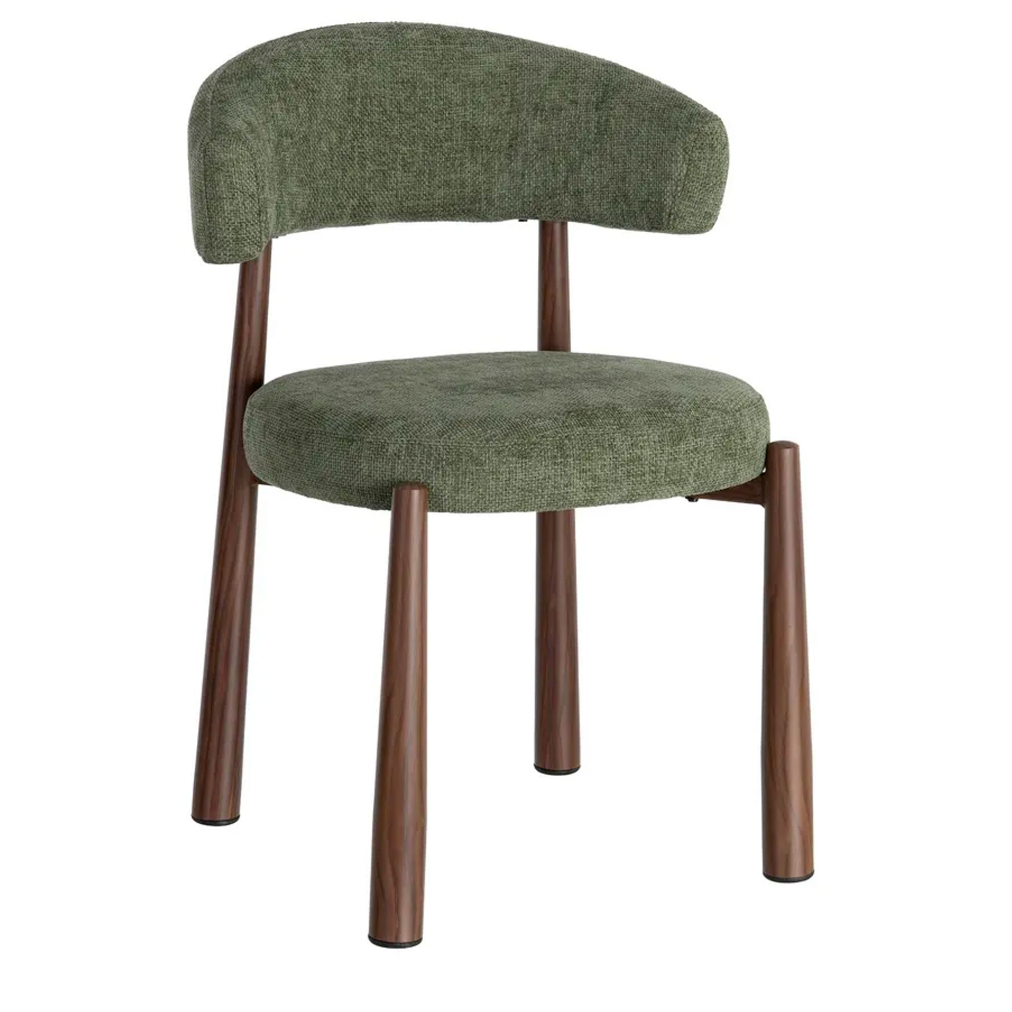 Chaise design tissu vert et métal effet bois 56x54x81cm, WADIGA