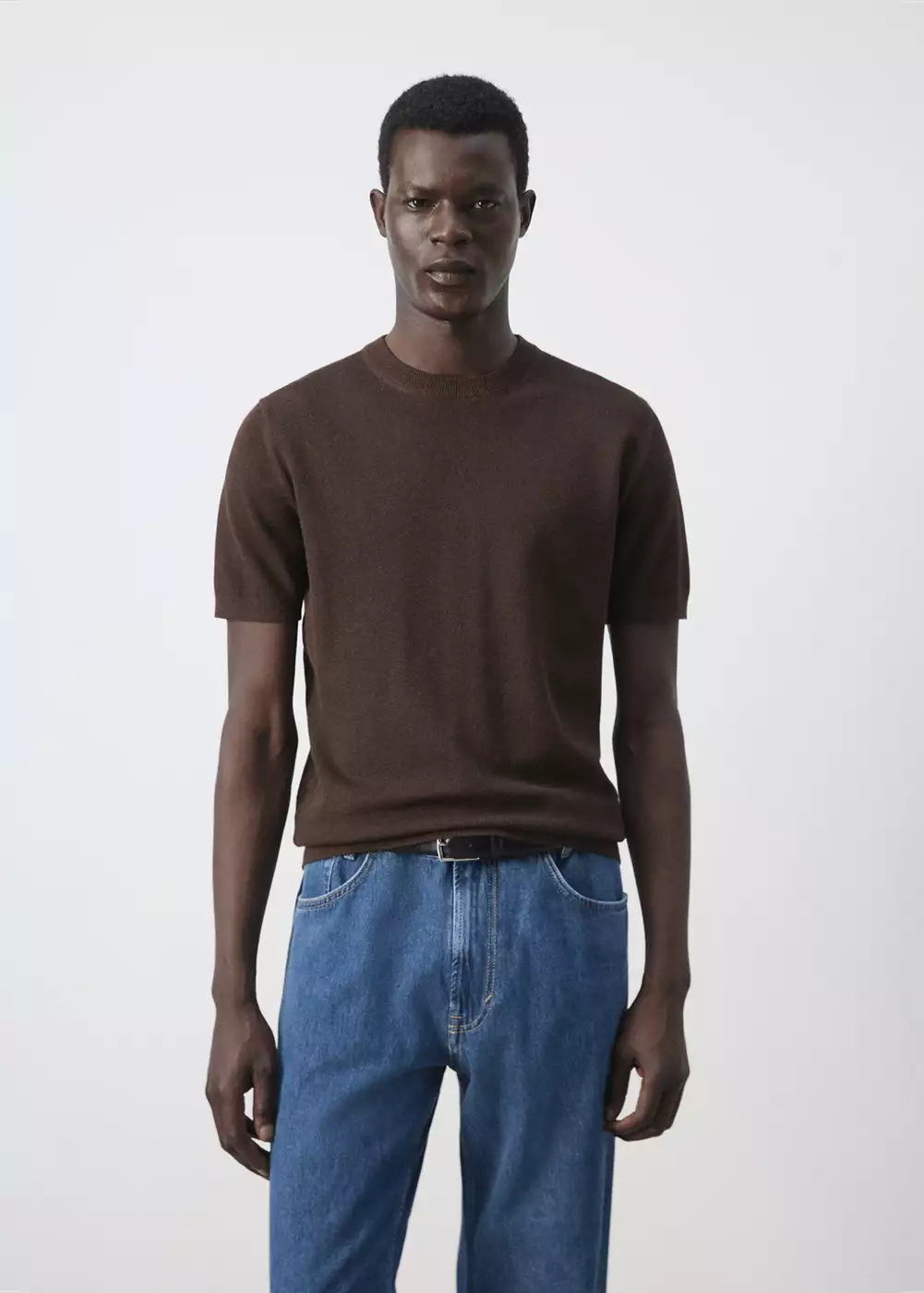 T-shirt en mélange de coton maille fine, MANGO MAN