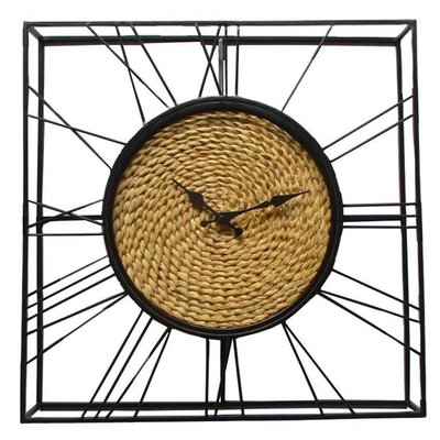 Horloge murale décorative forme carrée avec fibres végétales PIER IMPORT