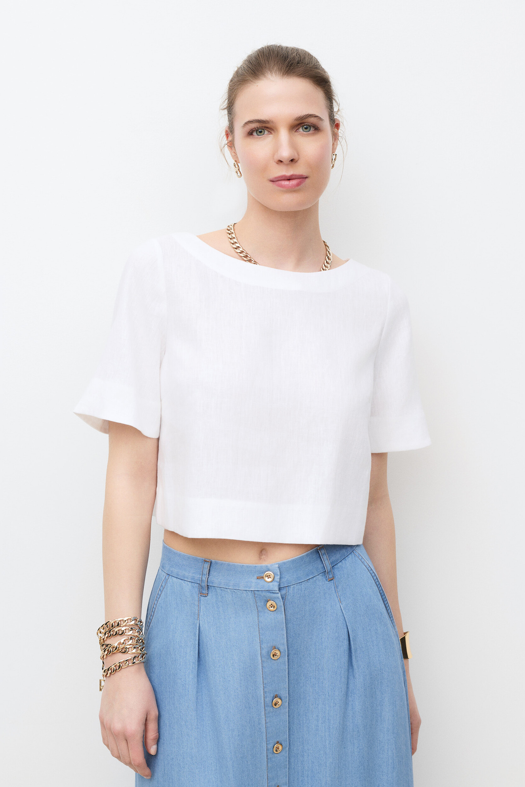 Blouse droite col bateau en lin CYNTHIA, CAROLL