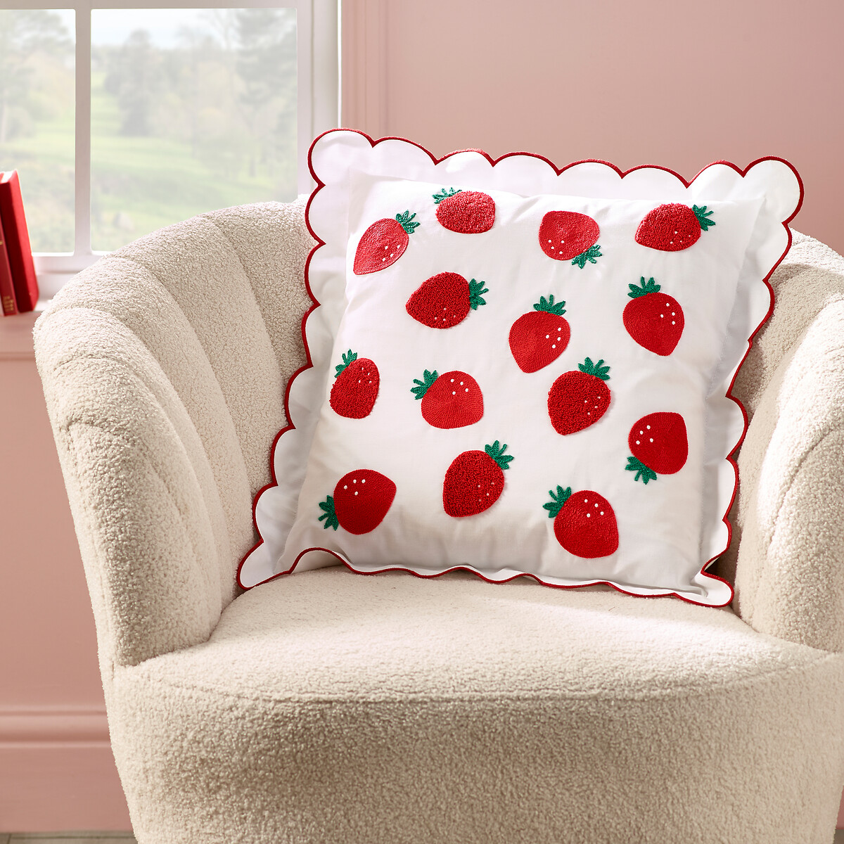 Strawberry Embroidered Cushion, CATHERINE LANSFIELD