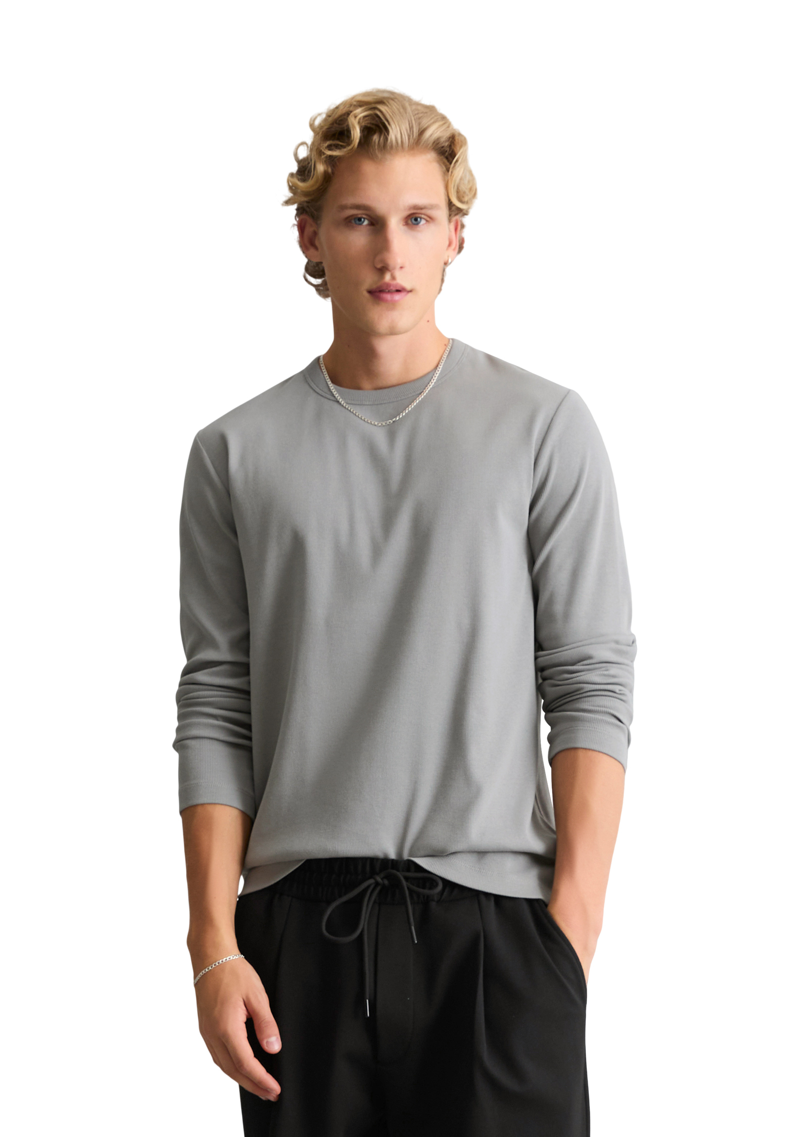 T-shirt à manches longues, coupe classique en jersey de coton bio côtelé, MARC O’POLO DENIM