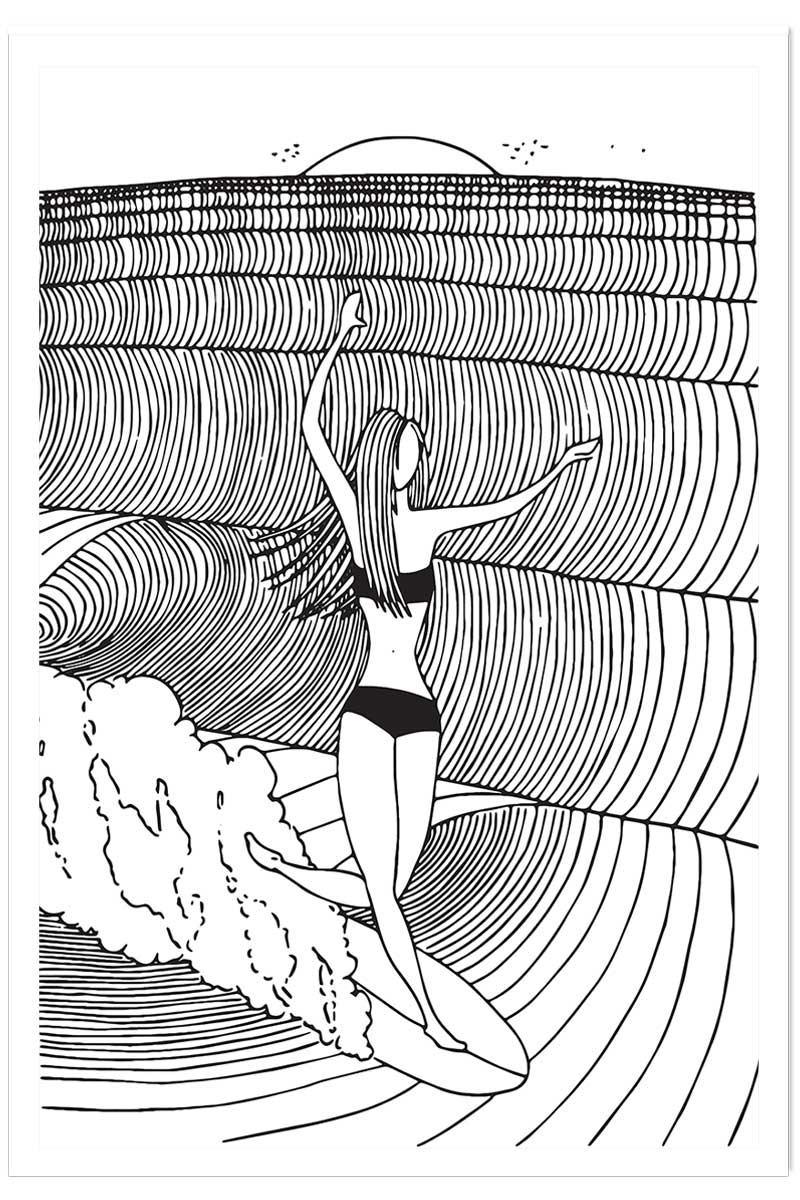 Poster surfeuse nose-riding, HEXOA