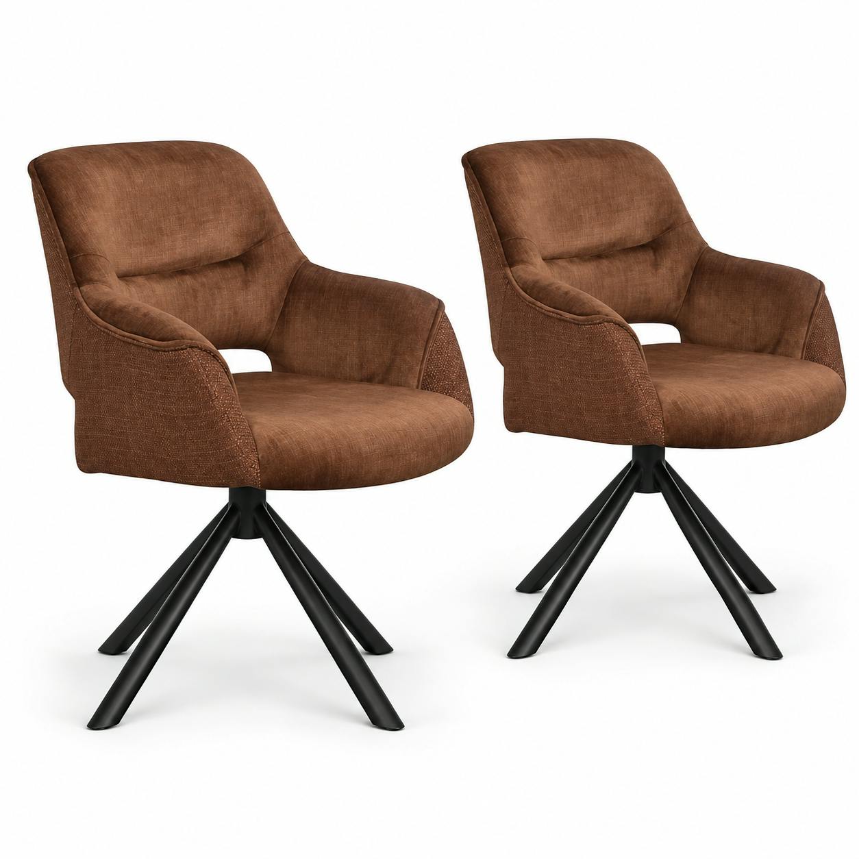 Fauteuil de table pivotant en tissu (lot de 2) IENA, PIER IMPORT