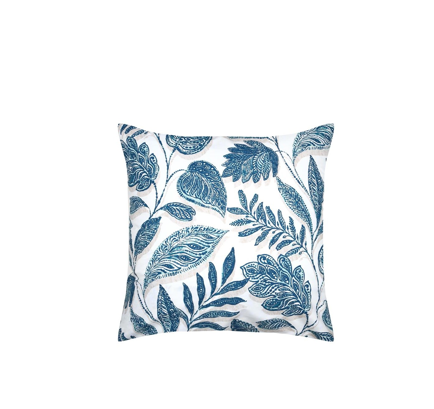 Taie d'oreiller percale de coton motif feuillage 63x63cm, EDEN