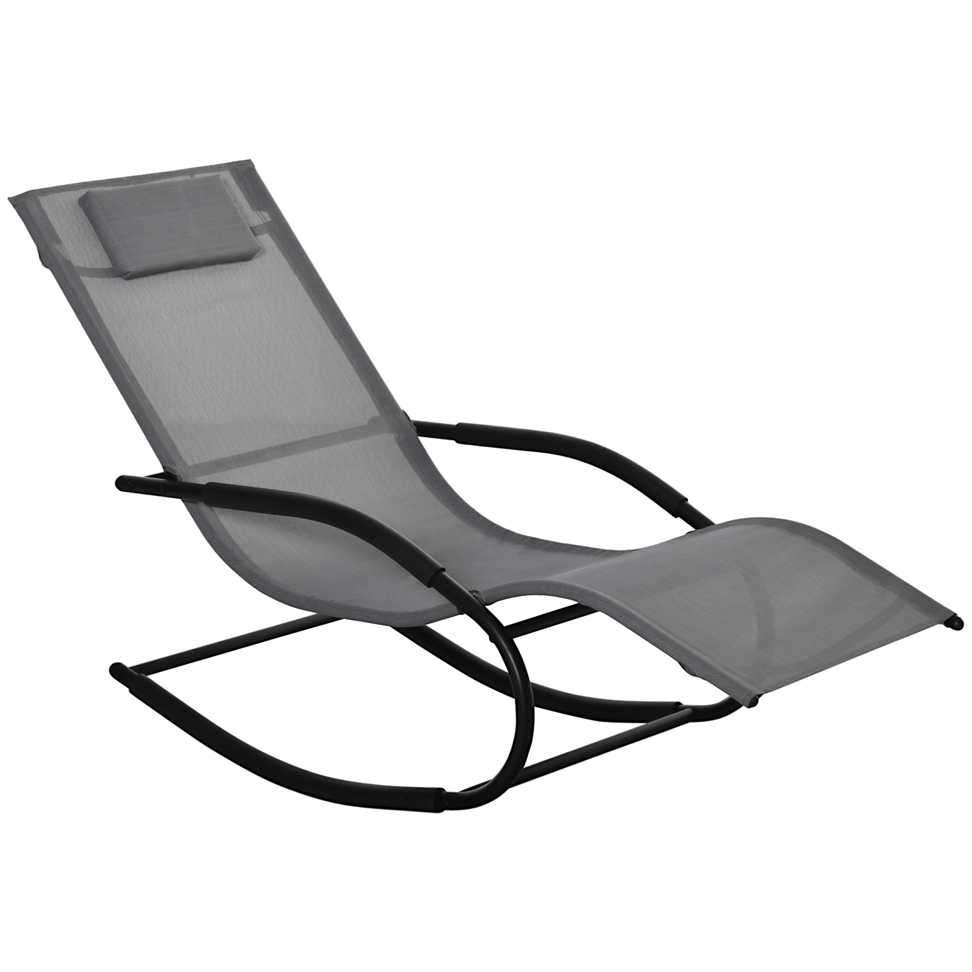 Fauteuil à bascule Textilène Gris, OUTSUNNY