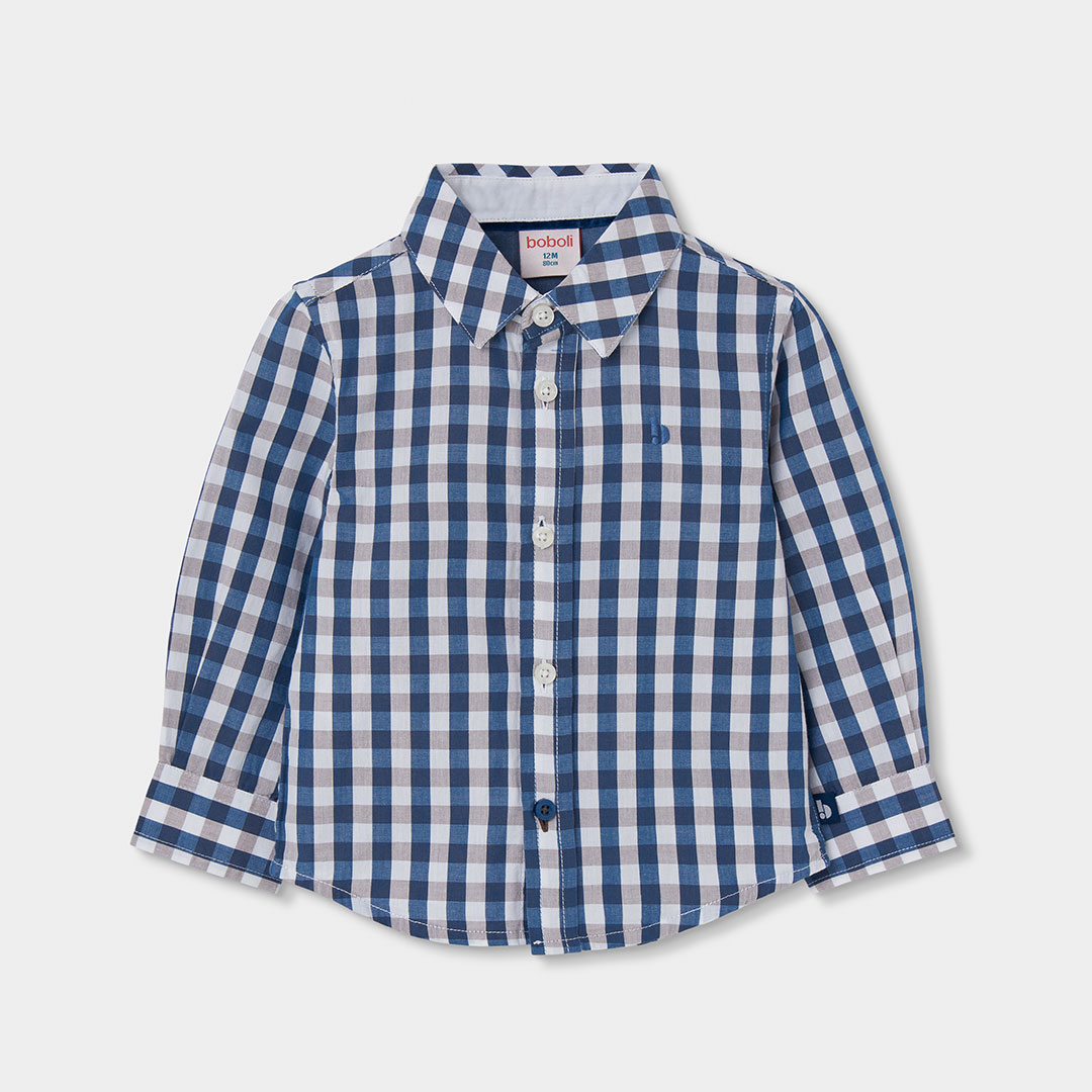 Chemise garçon popeline à carreaux, BOBOLI