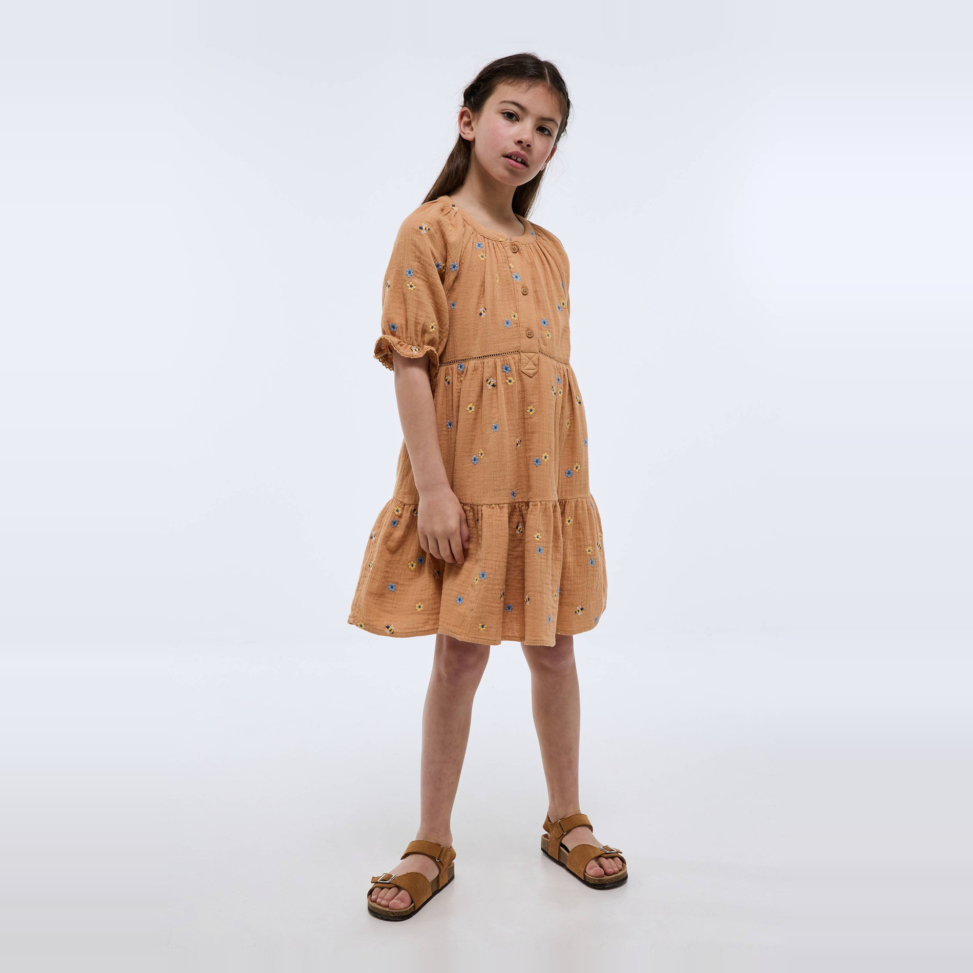 Robe imprimée en gaze de coton, MONOPRIX