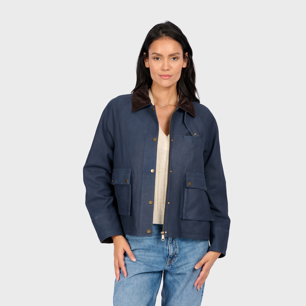 Veste en cuir à manches longues et col à revers MISSOURI, OAKWOOD
