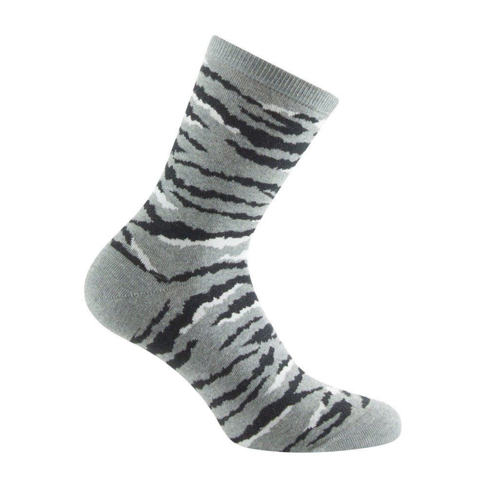 Mi-chaussettes Femme jersey zébrures Coton majoritaire, KINDY
