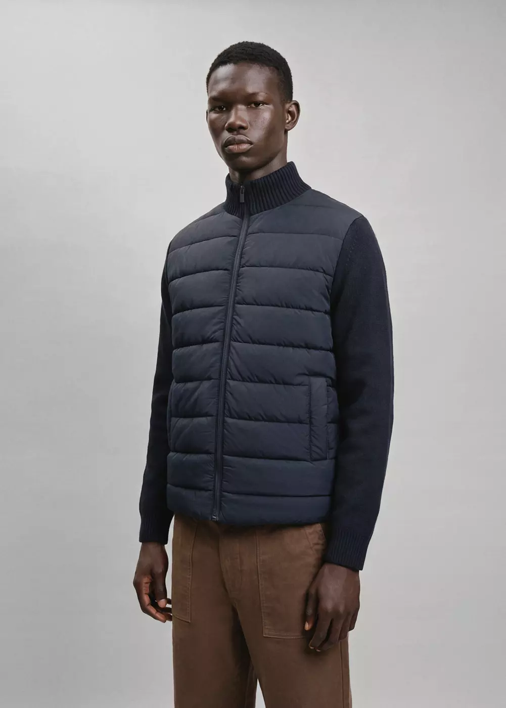 Veste en maille avec empiècements matelassés, MANGO TEEN