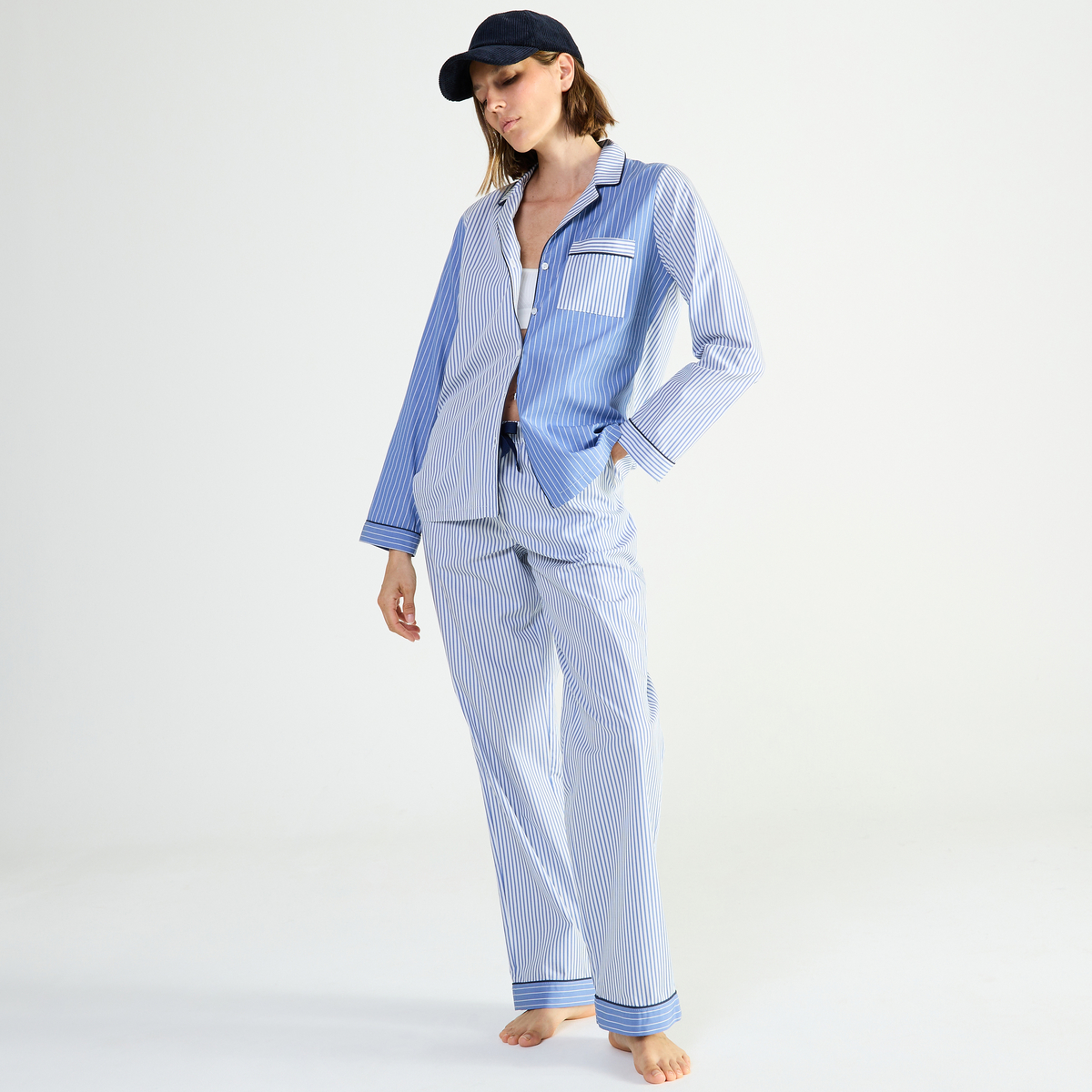 Pyjama col tailleur en popeline de coton ESSENTIEL FANTAISIE, LAURENCE TAVERNIER