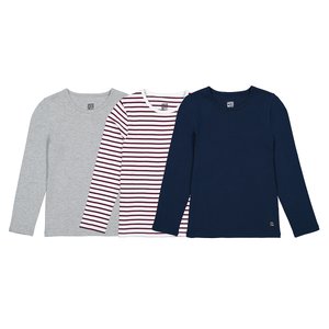 Pack of 3 T-Shirts in Cotton with Long Sleeves LA REDOUTE COLLECTIONS image