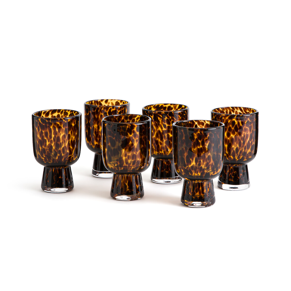 Set of 6 Fauvita Stemmed Amber Glass Tumblers