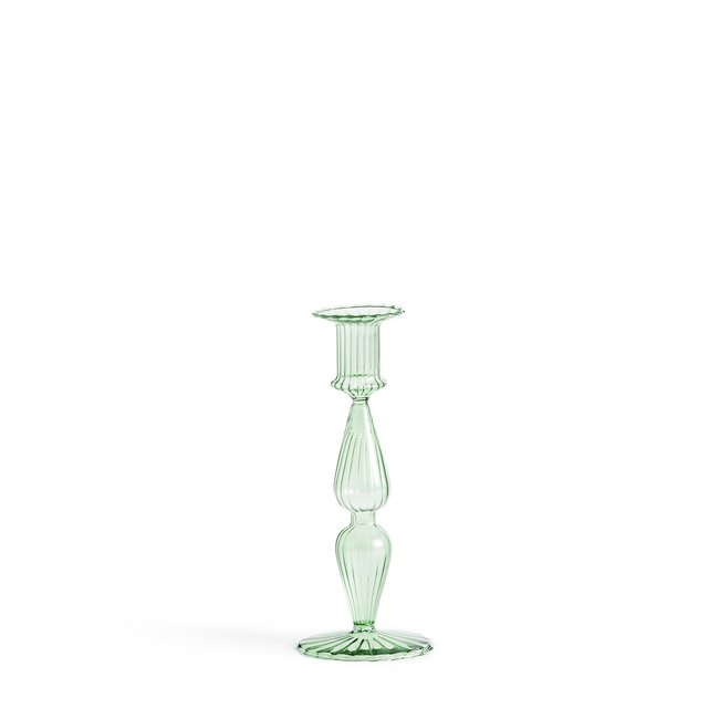 Bougeoir en verre H20,3 cm, Chilava vert <span itemprop=