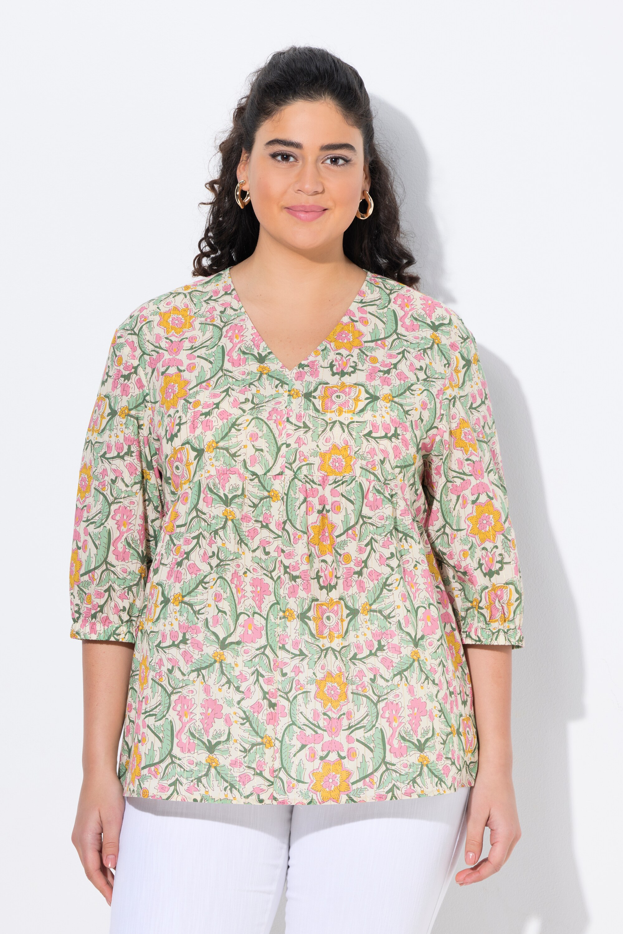 Chemisier, motif floral, coupe évasée, ULLA POPKEN