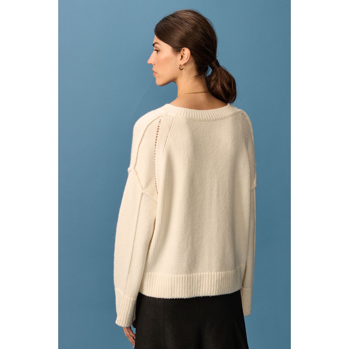 Pull NEXT Gris Et Blanc Motif Argyle - Col V - Mélange Cachemire - Taille 8