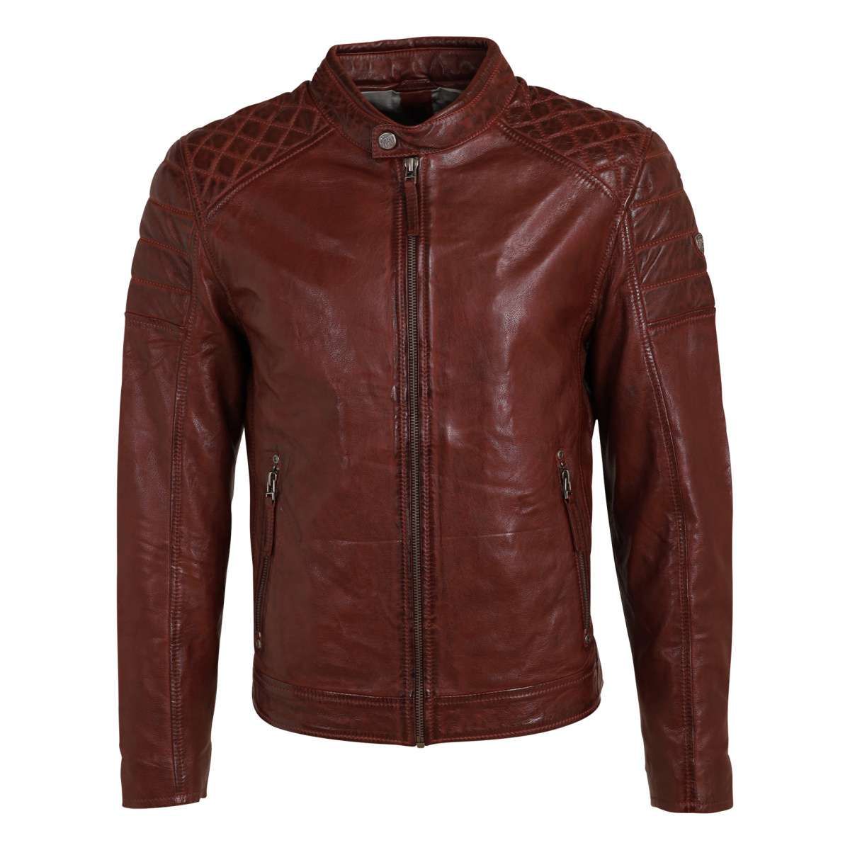 Veste cuir rouge bordeaux homme La Redoute