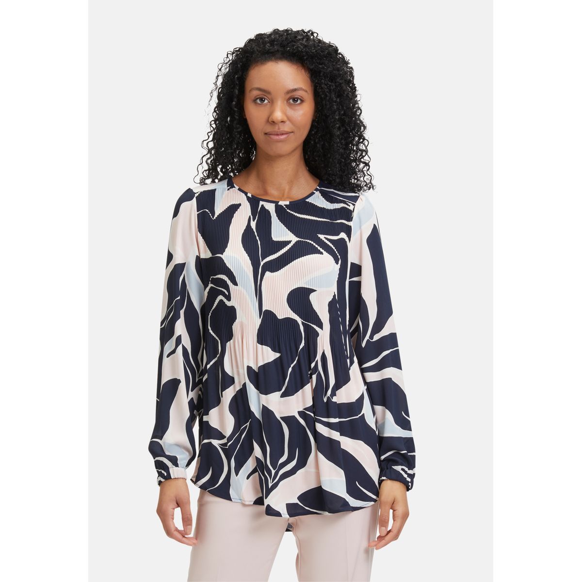 Pull Betty Barclay Bleu Imprimé Bi-matières Manches 3/4 - Taille 44/46 - Occasion Très Bon état