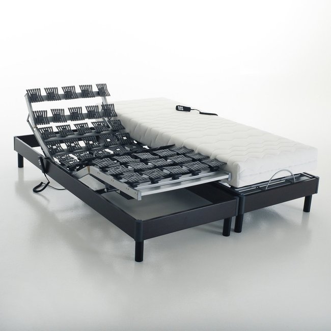 Set aus Doppelbettrahmen mit Relax-Lattenrost + Memoryschaum-Matratze schwarz wenge <span itemprop=
