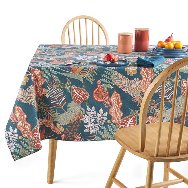 Tropic Printed Anti-stain Tablecloth, print/blue background, LA REDOUTE INTERIEURS