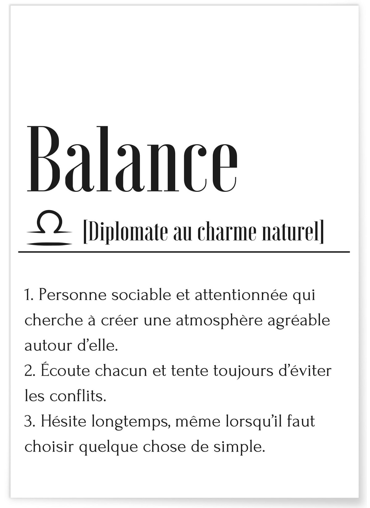Affiche Définition Balance, L'AFFICHERIE
