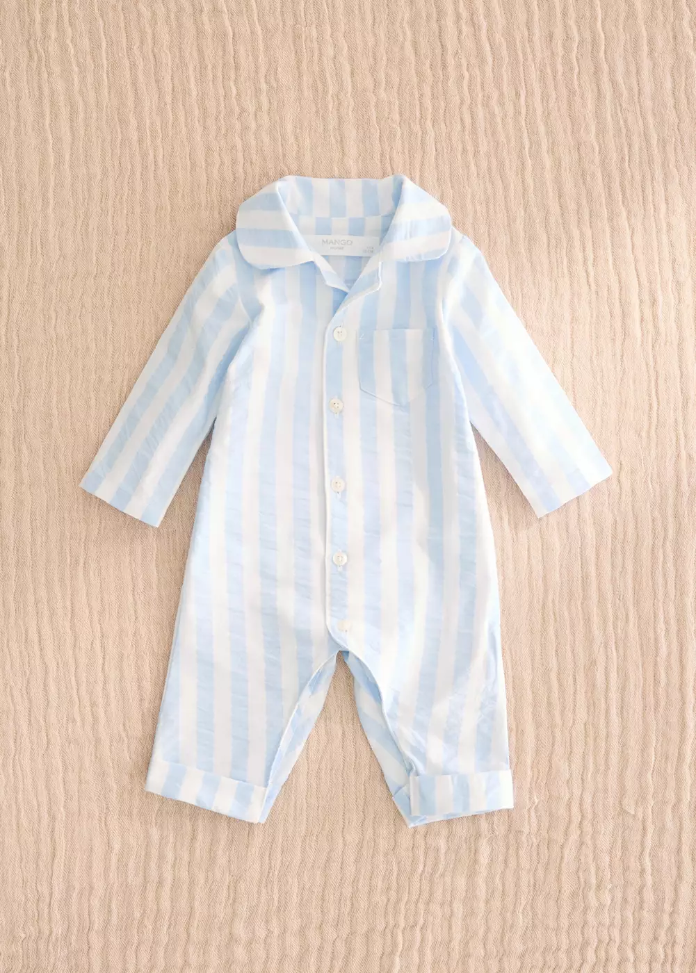 Pyjama grenouillère à rayures épaisses, MANGO HOME