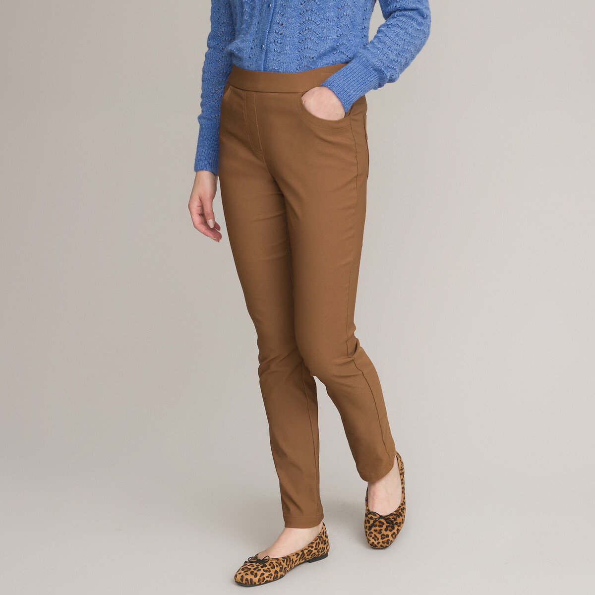 Image of Straight Pull-On Trousers, Length 30.5"