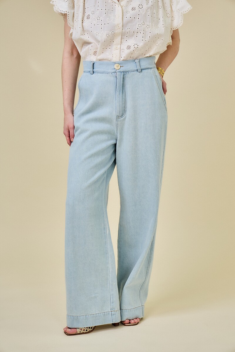 Wide Leg Denim Trousers, SEE U SOON