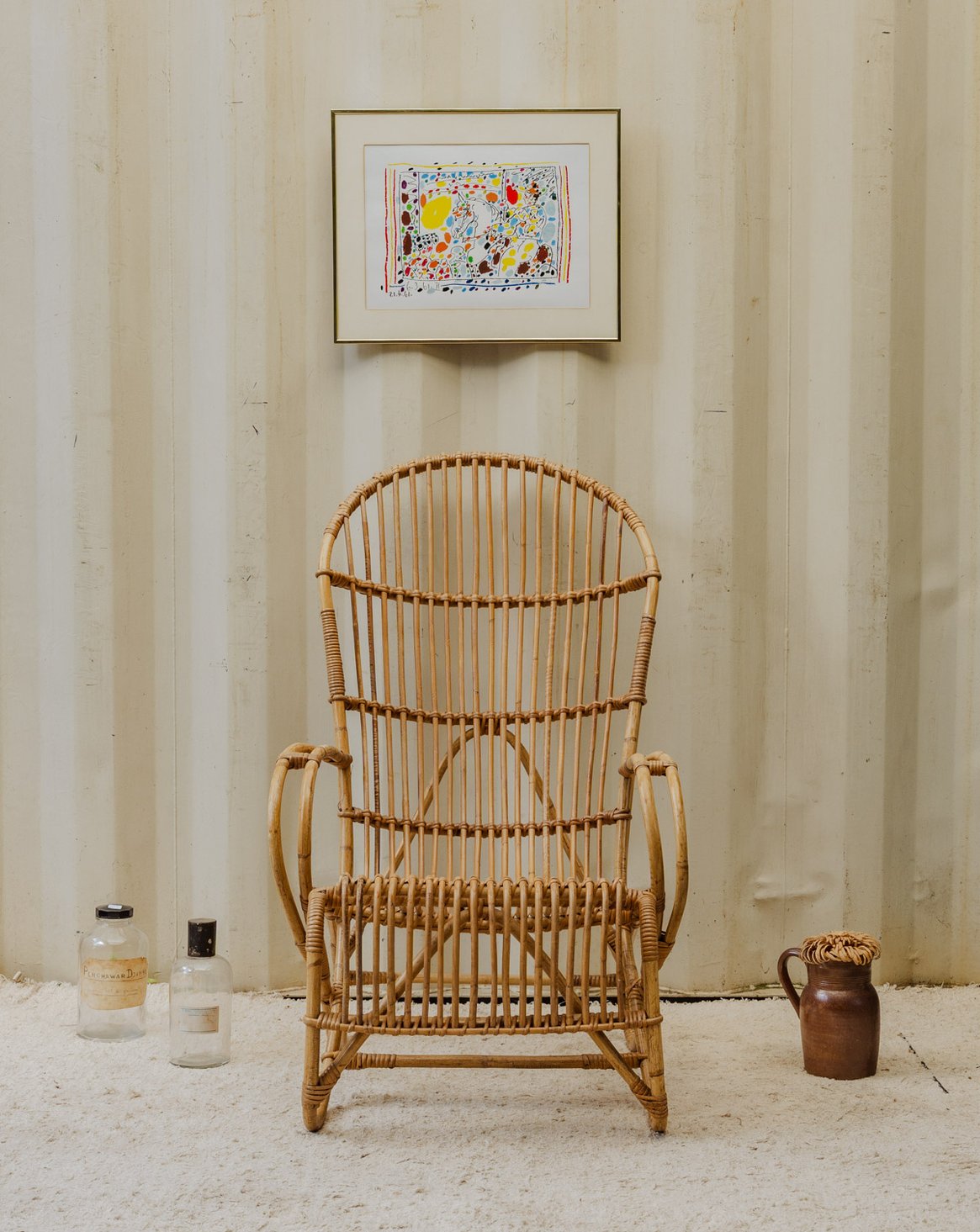 Fauteuil en rotin Ernest N°1046 - Bon état, DEBONGOUT