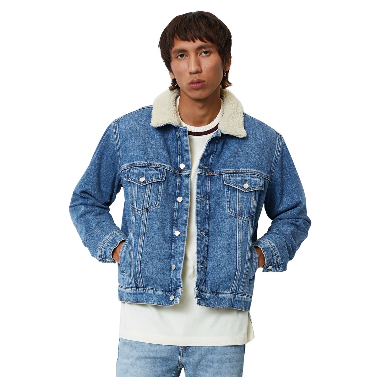 Veste en jean discount homme col mouton