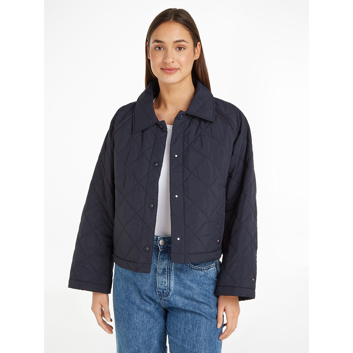 Image of Cropped Quilted Collared Jacket