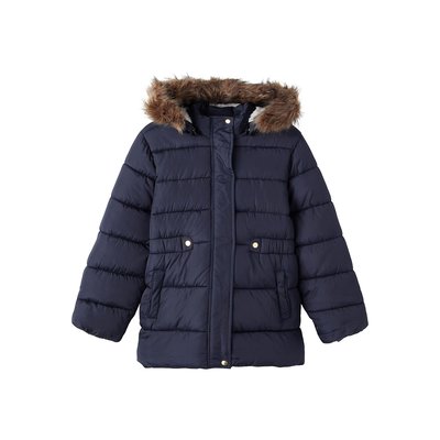 Padded Puffer Jacket with Fur-Trimmed Hood NAME IT