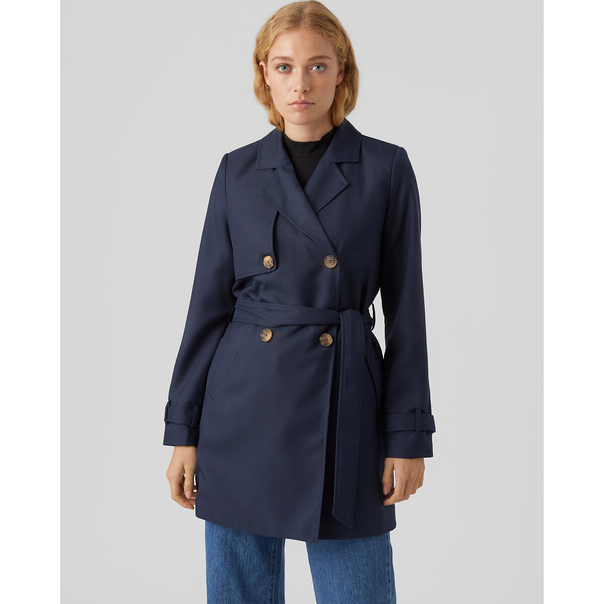 Tie-waist trench coat, navy, Vero Moda | La Redoute