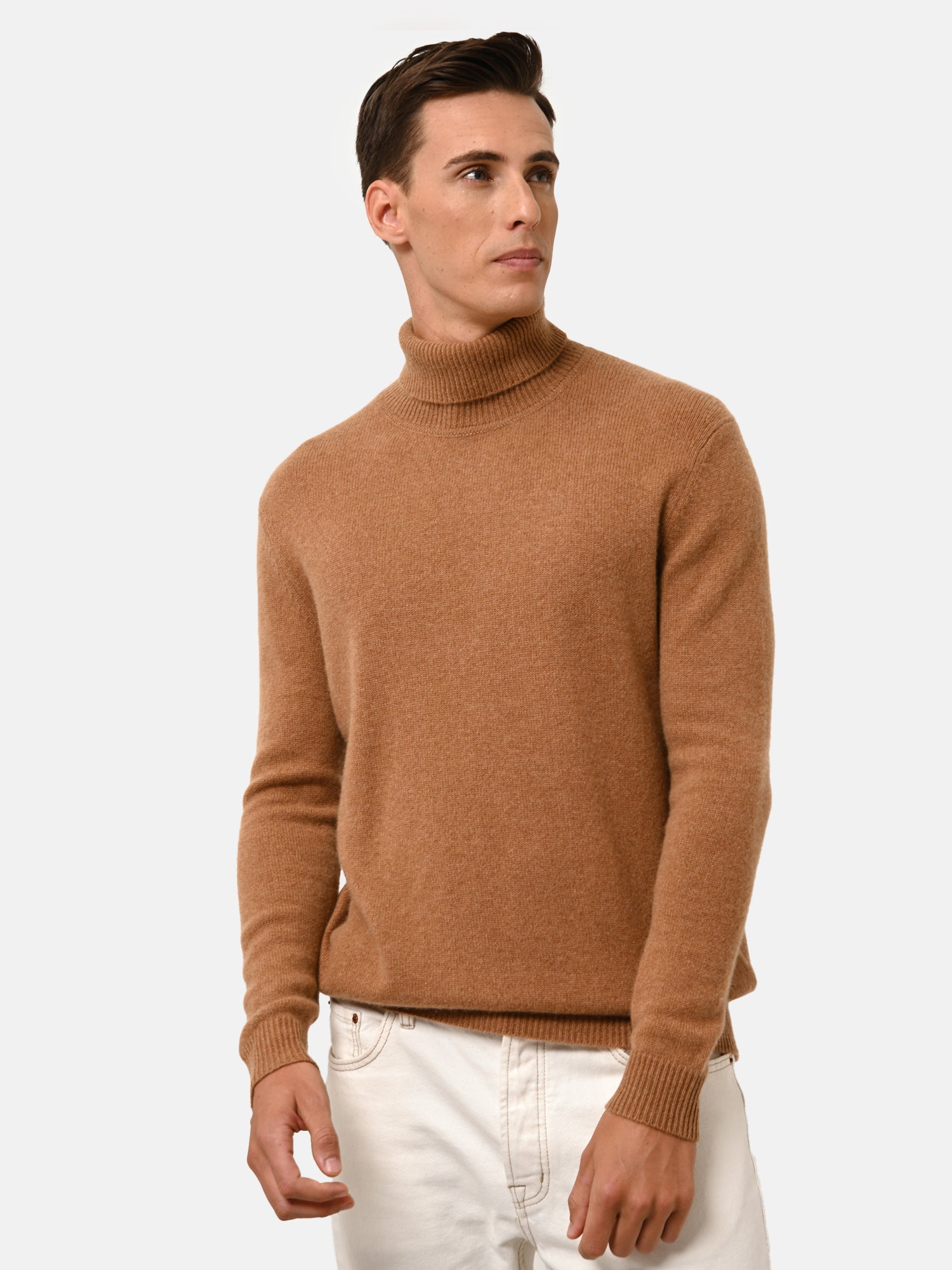 Pull Col Roulé 4 Fils Noisette Sacha, JUST CASHMERE