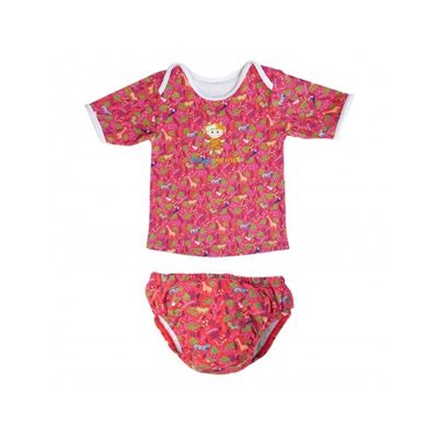Ensemble Tee Shirt Anti Uv Bebe Fille Et Couche Piscine Safari Rouge Mayoparasol La Redoute
