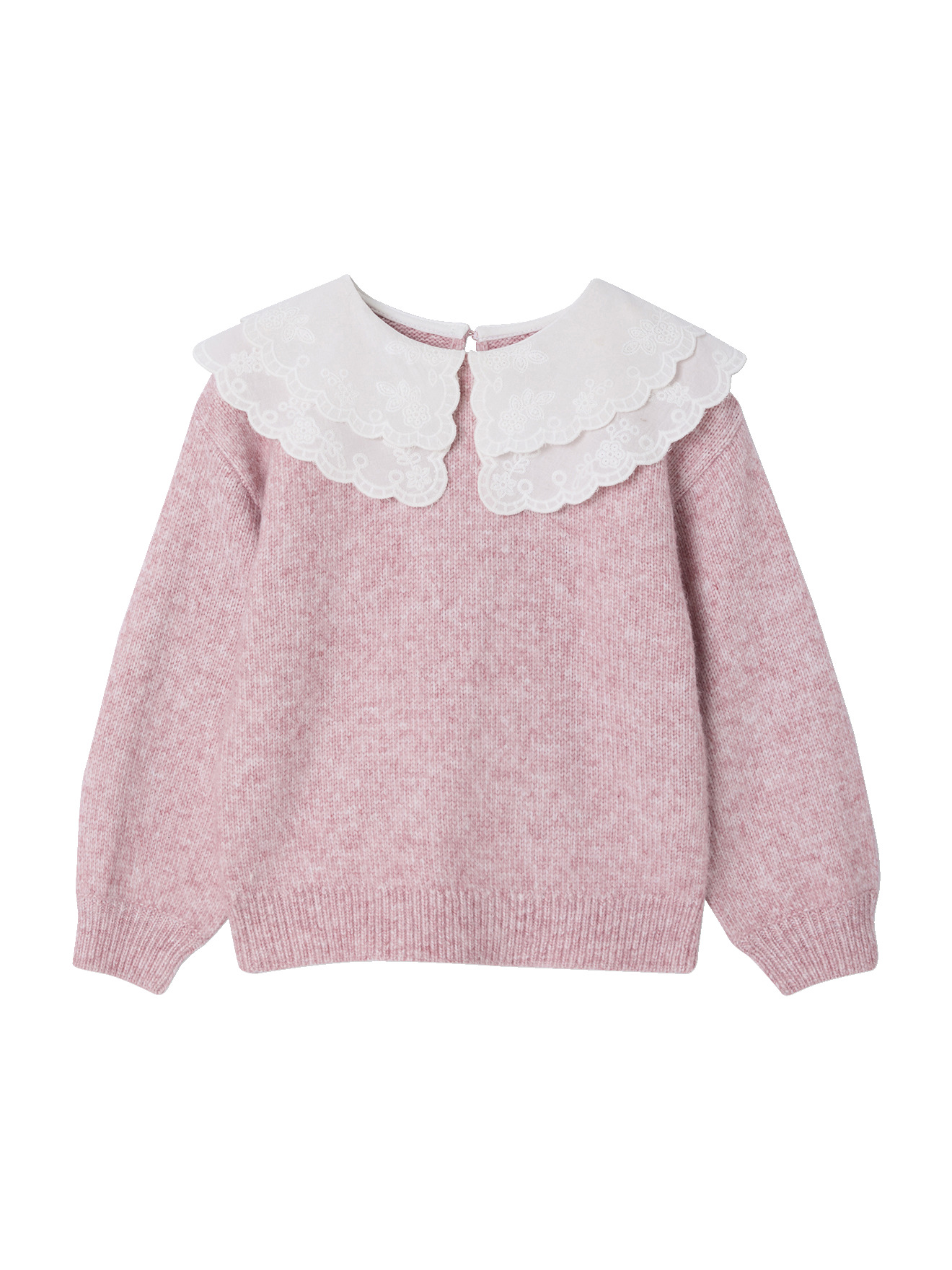 Pull double col brodé maille mousseuse, VERTBAUDET