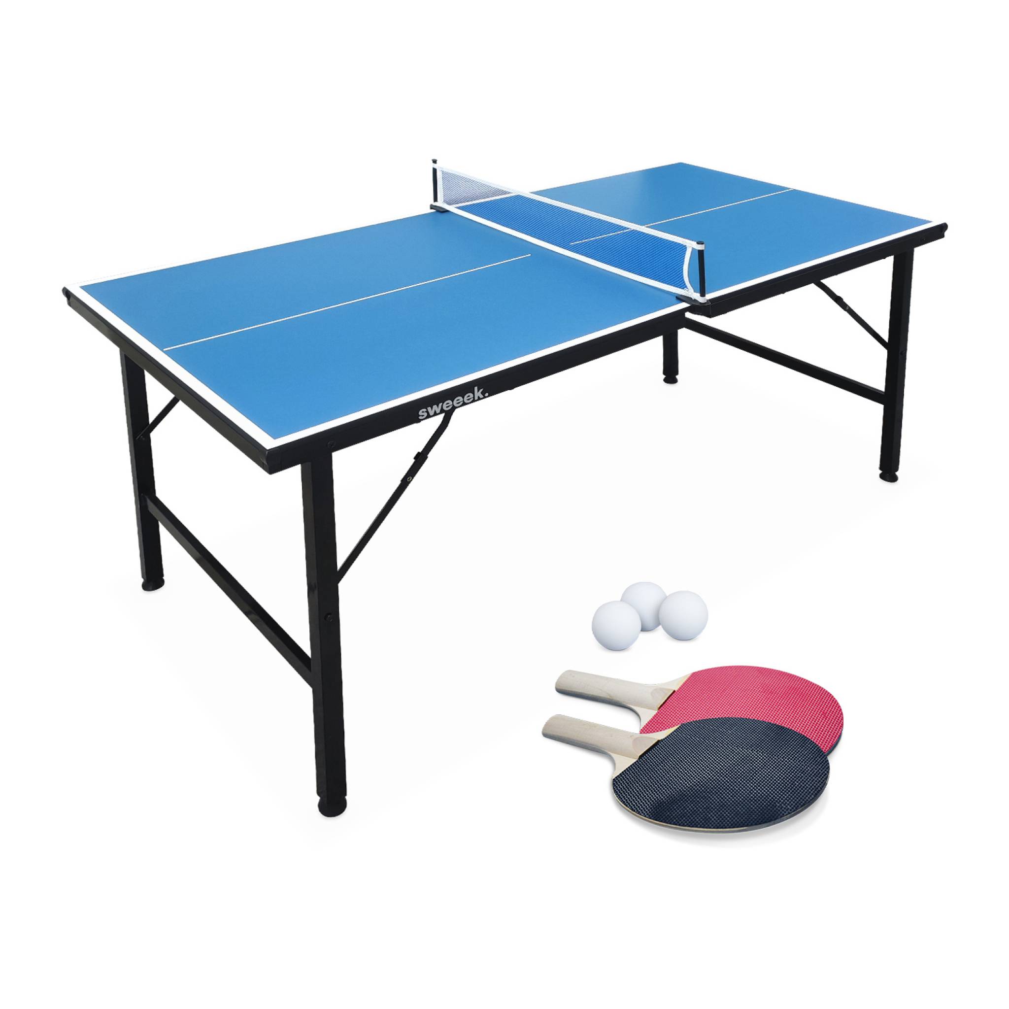 Mini table de ping pong intérieure pliante avec 2 raquettes et 3 balles MINI TABLE DE PING PONG INTÉRIEURE, SWEEEK