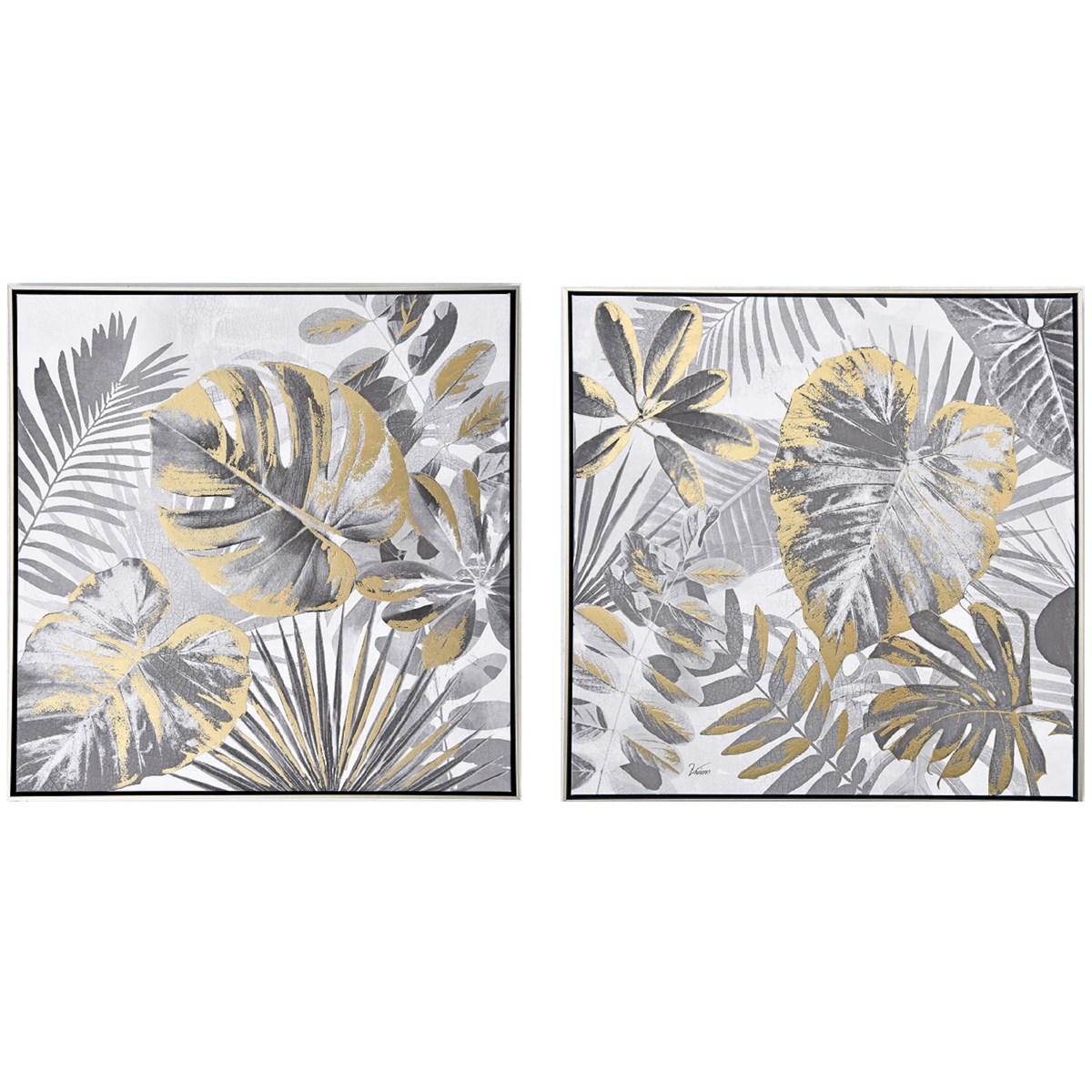 Set De 2 Tableaux Cadre Argent Gold Forest, NOVATREND